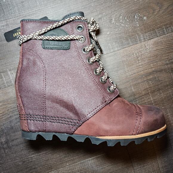 Sorel PDX Wedge Booties Women’s 8 Brown Waterproof Nubuck Lace Up NWOB - Picture 13 of 16